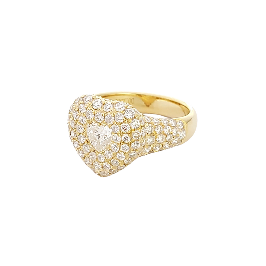 Heart Shape Paved Diamonds Pinky Ring